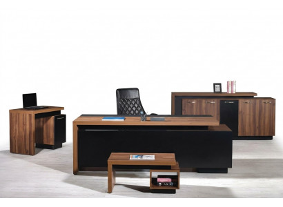 Büromiwwel Komplettbüro Schreifdësch Büro Bürosdësch 4-Deeler Holz Schwaarz