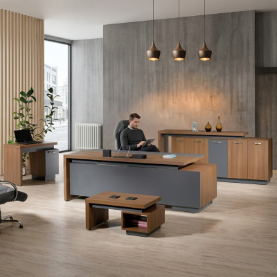 Komplettbüro Bürosmiwwelen Schafschant Büro Büro schaf Set 4tlg Holz Braun