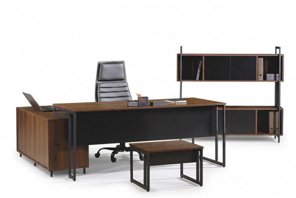 Büro Miwwelen Kompléibüro Eckbüroschaf Büro Büroschaf 3tl Holz Brong
