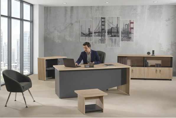 Set Büro-Miwwelen Komplettbüro Schreifdësch Set 4-Stéck Holz Gro Büro