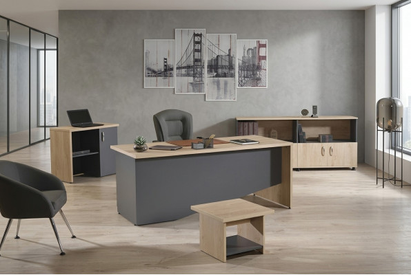 Set Büro-Miwwelen Komplettbüro Schreifdësch Set 4-Stéck Holz Gro Büro