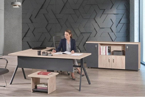 Aarbechtsdësch Komplettbüro Büro Miwwelen Eckbürosdësch 3tlg Holz Set Gro