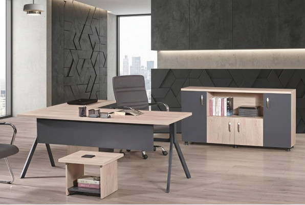 Aarbechtsdësch Komplettbüro Büro Miwwelen Eckbürosdësch 3tlg Holz Set Gro