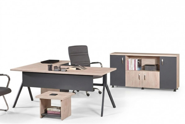 Aarbechtsdësch Komplettbüro Büro Miwwelen Eckbürosdësch 3tlg Holz Set Gro