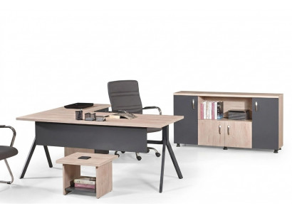 Aarbechtsdësch Komplettbüro Büro Miwwelen Eckbürosdësch 3tlg Holz Set Gro
