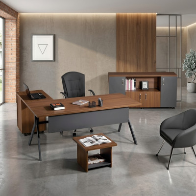 Aarbechtszëmmermébel Komplettbüro Eckbüroschaf Set 3-Stéck Holz Gro Dësch