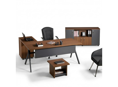 Aarbechtszëmmermébel Komplettbüro Eckbüroschaf Set 3-Stéck Holz Gro Dësch