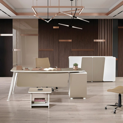 Aarbechtsdësch Komplettbüro Büro-Miwwelen Schreifdësch 3tlg Holz Set Beige