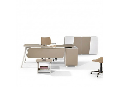 Aarbechtsdësch Komplettbüro Büro-Miwwelen Schreifdësch 3tlg Holz Set Beige