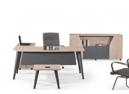Bürosmiwwelen Eckbürosdësch Aarbechtsdësch Komplettbüro 3 Stéck Holz Set Gro