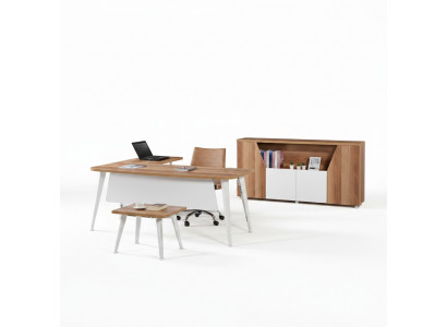 Büromiwwelen Wäiss Set 3tlg Eckbüroschiertech Komplettbüro Schaf Holz Grupp