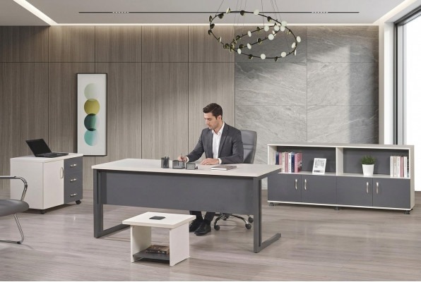 Computermiwwel Aarbechtsdësch Bürosmiwwel Schreifdësch 4-Deeler Holz Set Gro