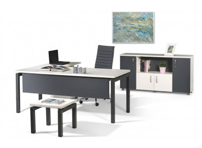 Komplettbüro Eckbüroschreifdësch Bërosmiwwelen 3-deelege Set aus Holz a Gro Computermiwwelen