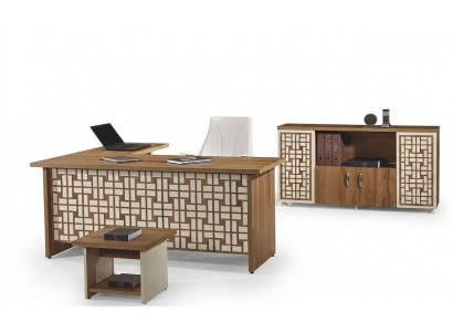 Computermiwwel Aarbechtsschier Büro-Miwwel Eckbüroschier 3deeler Holz Set Brong