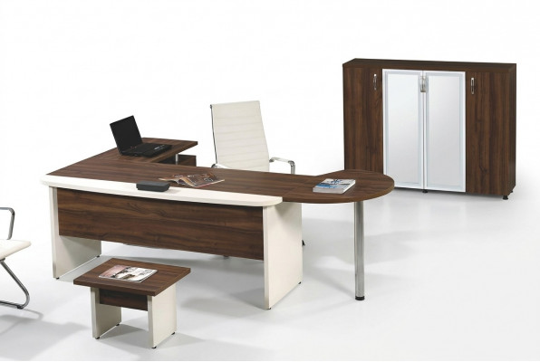 Grupp Büro Eckbüroschiertech Aarbechtszëmmersmiwwelen Schaf 3-deelzeg Holz Brong
