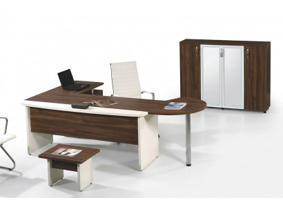 Grupp Büro Eckbüroschiertech Aarbechtszëmmersmiwwelen Schaf 3-deelzeg Holz Brong