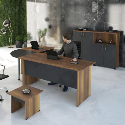 Computermiwwelen Schafftisch Büroplaze Eckbüroschafftisch 3tlg Holz Set Gro