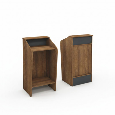 Rezeptioun Empfangsschalter Empfangstheke Büro Hotel Holz Braun Dësch