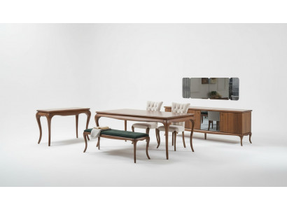Iessgrupp IesszëmmerMiwwelen Iesseck Set Iesszëmmer 8tlg Holz Braun Dësch