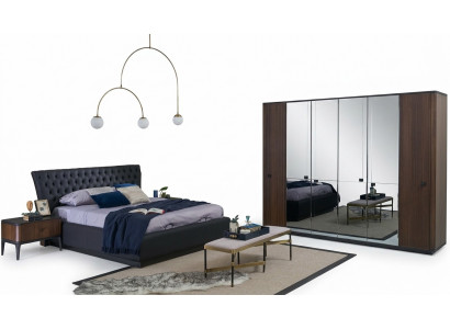 Duebelbett Kompletten Bettrahmen Bett Set 4tlg Schlofzëmmer Schwaarz