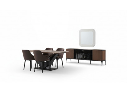 Iesseck Iessgrupp Iesszëmmermiwwel Set Iesszëmmer 9- Deeler Holz Brong Dësch