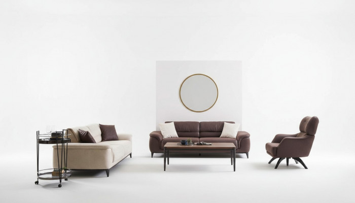 Polstersofa Couchgarnitur Sofa Fauteuil Stoffsofa Set 3tlg Brong Stoff
