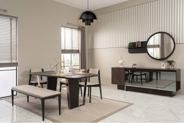 Iesszëmmer Iessgrupp Iesszëmmermiwwel Iesseck Set 8tlg Holz Braun Dësch