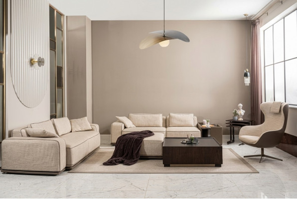 Luxus Sofa Garnitur Dräisëtz Sofa Stoffsofa Beige Polstersofas Fotell