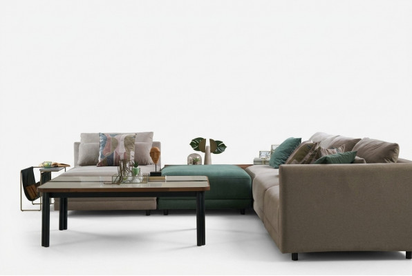 Eckcouch L-Form Sofa Wunnlandschaft Stoffsofa Polstersofa Beige Design