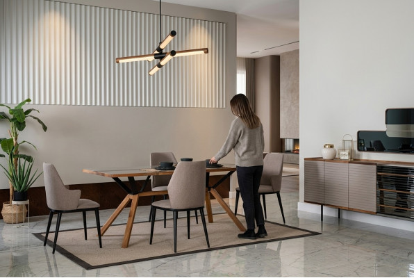 Couche Eck iesszëmmer Iessgrupp Iesszëmmersmöbel 7tlg Holz Beige
