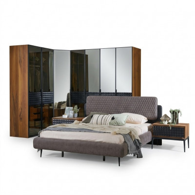 Luxus Schlofkummer Duebelbett Braun Holz Bettekader Set 4tlg Design