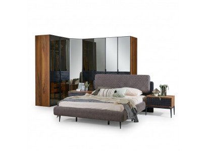 Luxus Schlofkummer Duebelbett Braun Holz Bettekader Set 4tlg Design