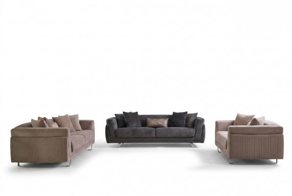 Couchgarnitur Komplett Sofas Stoffsofa Polstersofas Beige Set 4 Stéck