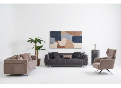 Sofas Garnitur Komplett Sofas Stoffsofa Polstersofas Beige Set 3 Deeler