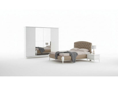 Schlofkummer Grupp Duebelbett Garnitur Bettrahmen Bett Set 6tlg Wäiss
