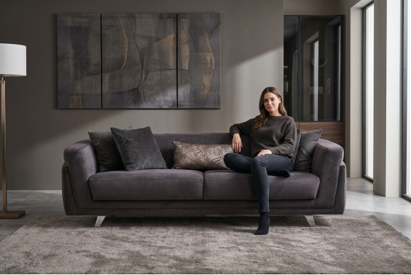 Dräisëtzer Canapé Sofa 3 Sëtz Plazen Gro Stoffer Stoffsofa Polstersofa Design