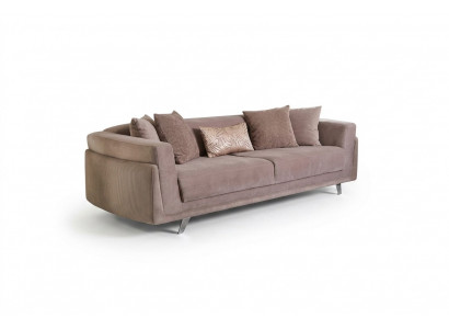 Dreisëtzer Canapé mat Schloffunktion Sofa 3 Sëtzer Beige Stoff Stoffsofa