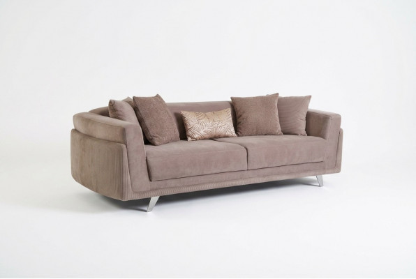 Design Stoffcanapé Drësëtzeger Couch Canapé 3 Sëtz Beige Stoff Polstercanapé