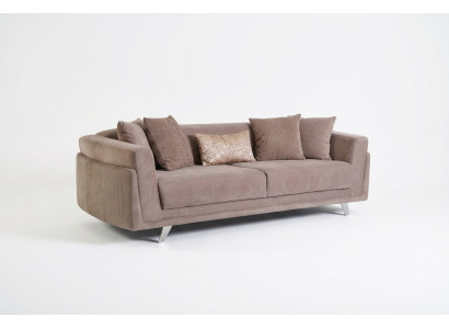 Design Stoffcanapé Drësëtzeger Couch Canapé 3 Sëtz Beige Stoff Polstercanapé