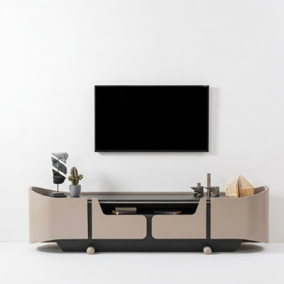 RTV Lowboard TV-Ständer Wunnzëmmer Holz Beige Säitendësch Dësch Modern.