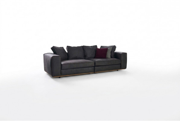 Däisëtzer Canapé Sofa 3 Sëtzer Griis Stoff Stoffsofa Polstersofa Design