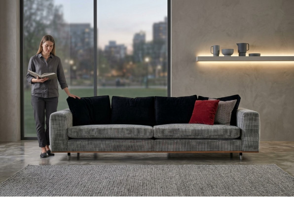 Viersëtzerg Sofa 4 Sëtz Couch Stoff Stoffsofa Polstersofa Modern
