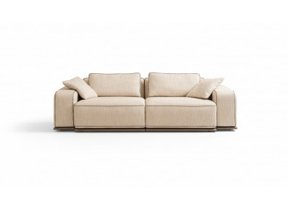 Couch Drësëtzeger Modern Sofa 3 Sëtz Beige Stoff Stoffsofa Polstersofa