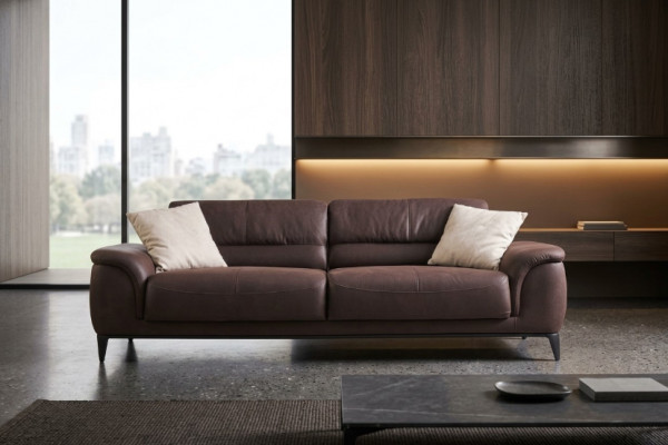 Polsterkanapee Dräisëtzer Couch Sofa 3 Sëtzer Brong Stoff Stoffsofa Sofas
