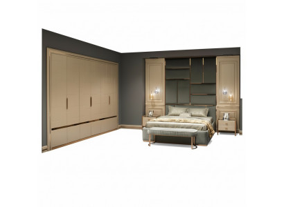Design Grupp Schlofkummer Duebelbett Bett Nuetsdëscher Set 6 Deeler Beige