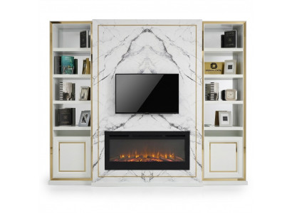 Wunnwand RTV Lowboard TV Stänner Wäiss Luxus Gold Vittinen Holz Modern