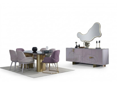 Iesskichen Iesszëmmermiwwele Iessgrupp Iessdësch Set Iesszëmmer 9 Deeler Rosa Holz