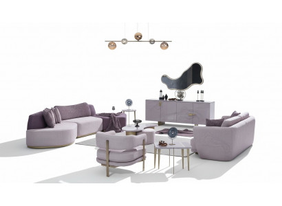 Canapéensemble Grouss Wunnlandschaft Rosa Stoffsofa Modern Set 7-Deeler