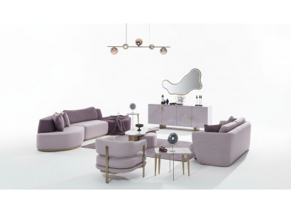 Wunnlandschaft Sofagarnitur Grouss Rosa Stoffsofae Modern Set 5tlg Sofa