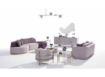 Stoffsofaen Sofagarnitur Grouss Wunnlandschaft Rosa Set 3tlg Sofa Modern